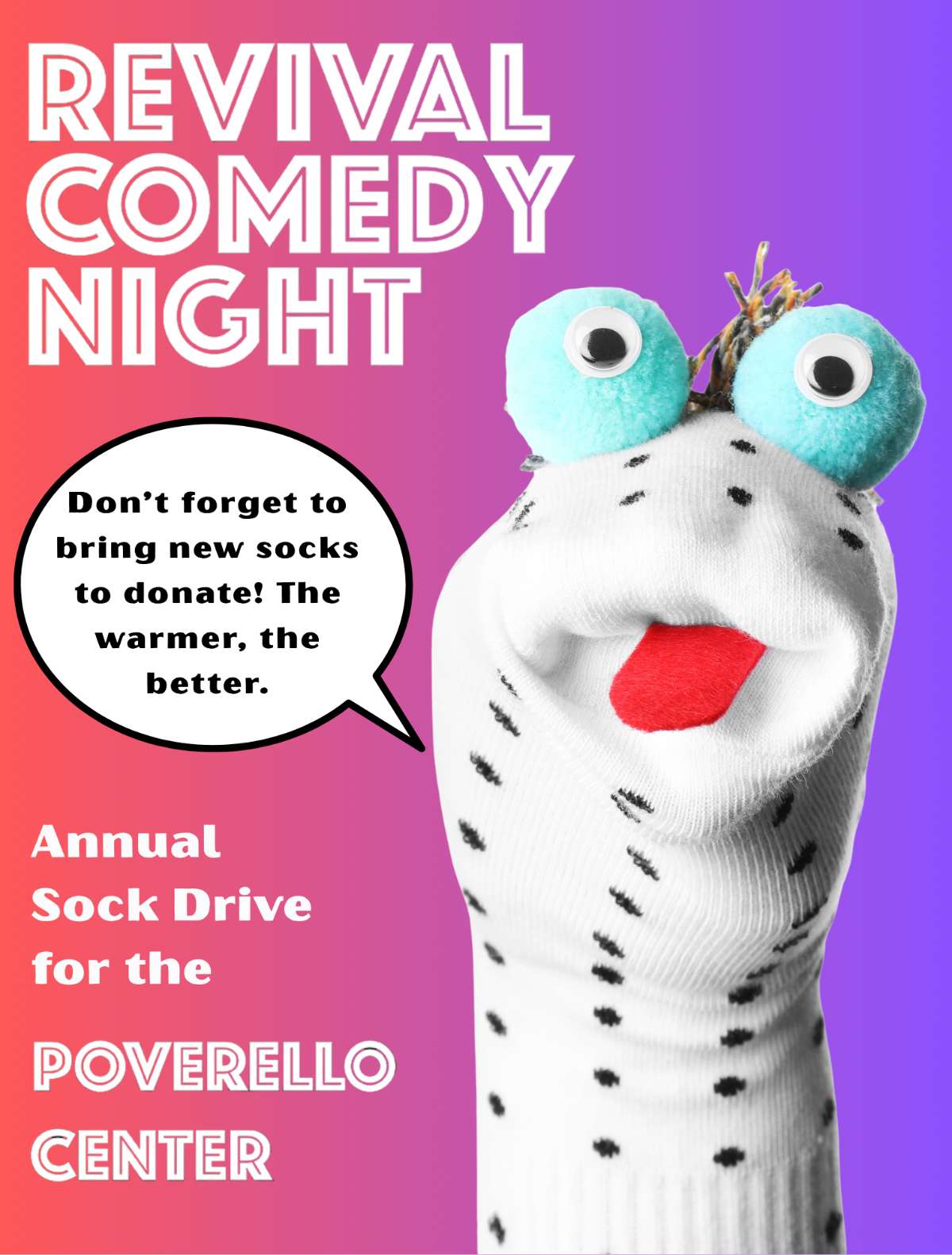 Revival Comedy Night – Annual Sock Drive for the Poverello Center